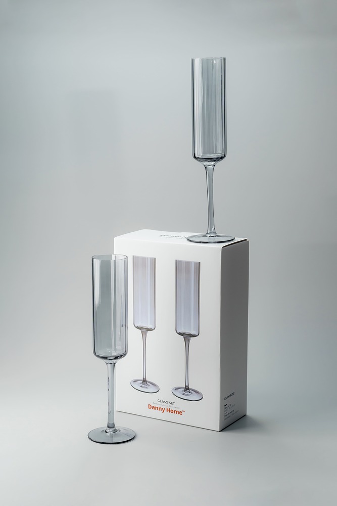 Комплект бокалов Серый Бокалы Стеклянная посуда Для дома Фужеры для шампанского Бокалы и фужеры Посуда для напитков HoReCa