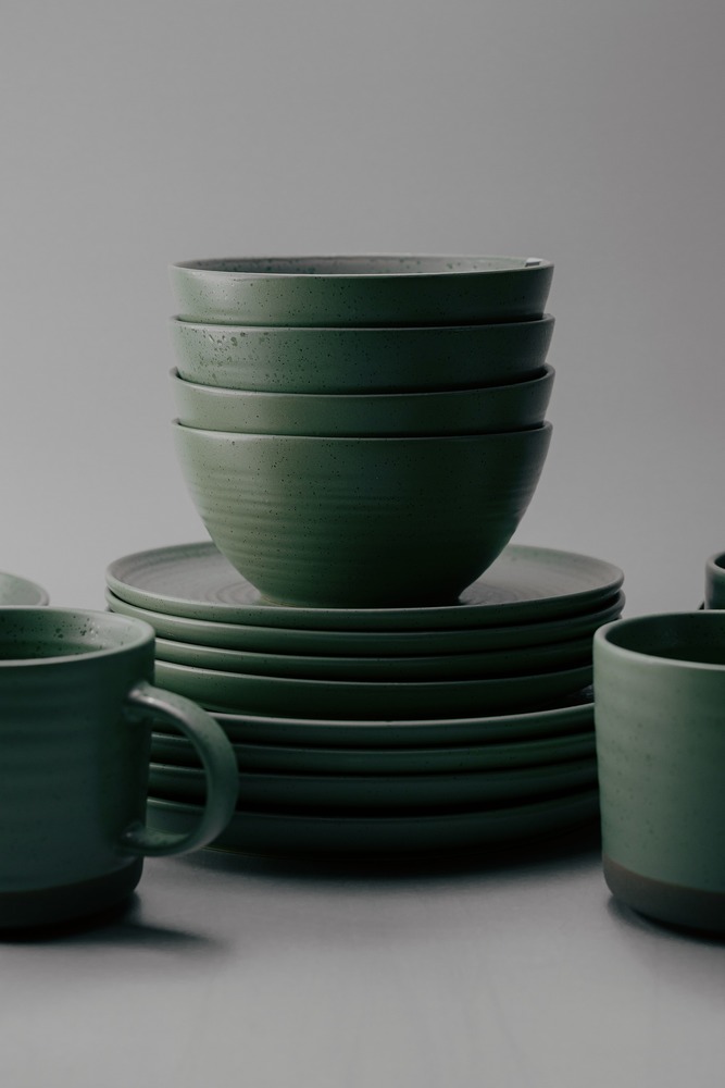Комплект из 17 предметов на 4 персоны Зеленый Наборы посуды Столовая посуда Столовая Для дома