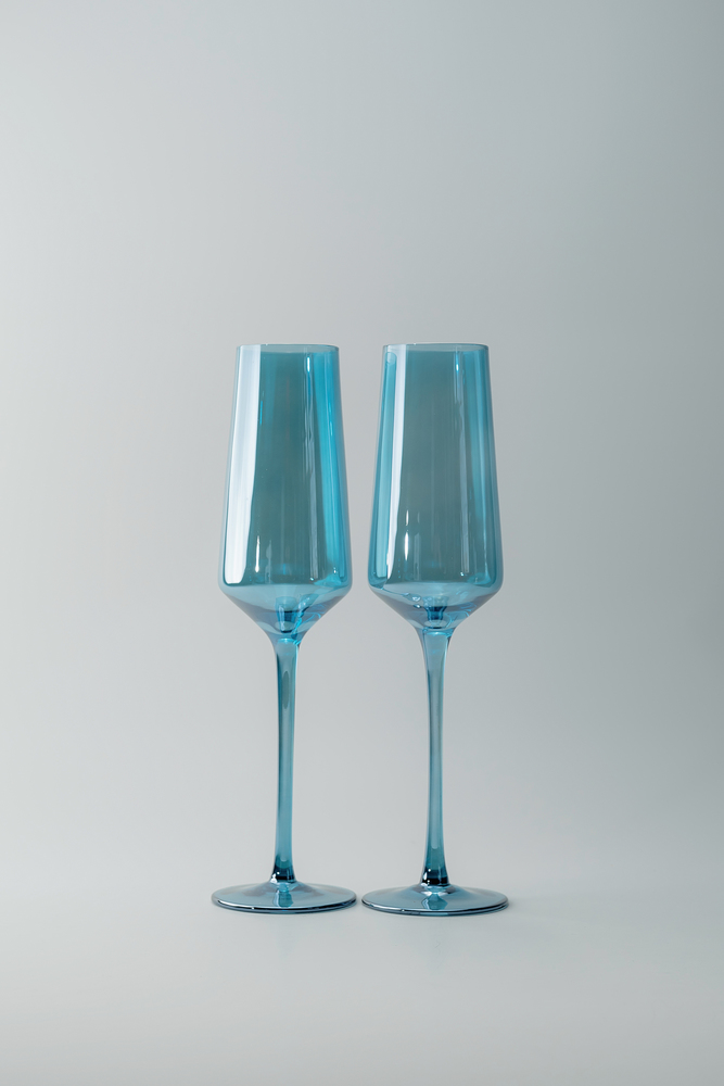 Комплект бокалов Светло-синий Бокалы Стеклянная посуда Для дома Фужеры для шампанского Бокалы и фужеры Посуда для напитков HoReCa