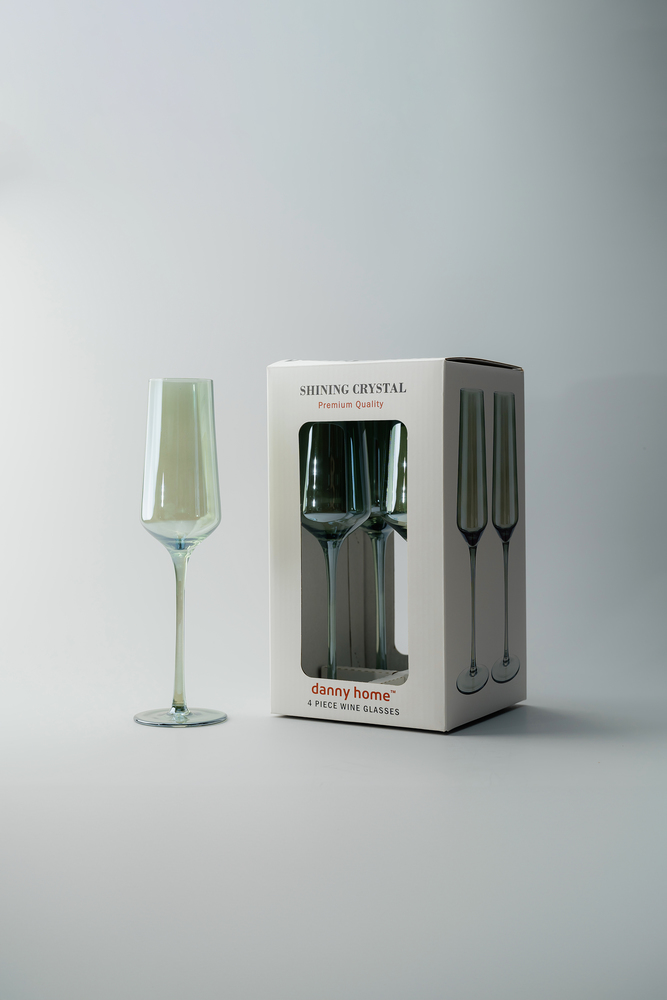 Комплект бокалов Зеленый Бокалы Стеклянная посуда Для дома Фужеры для шампанского Бокалы и фужеры Посуда для напитков HoReCa