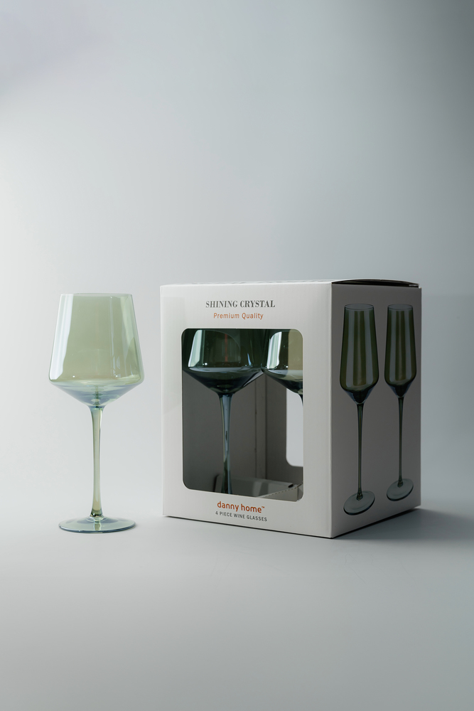 Комплект бокалов Зеленый Бокалы Стеклянная посуда Для дома Бокалы для вина Бокалы и фужеры Посуда для напитков HoReCa