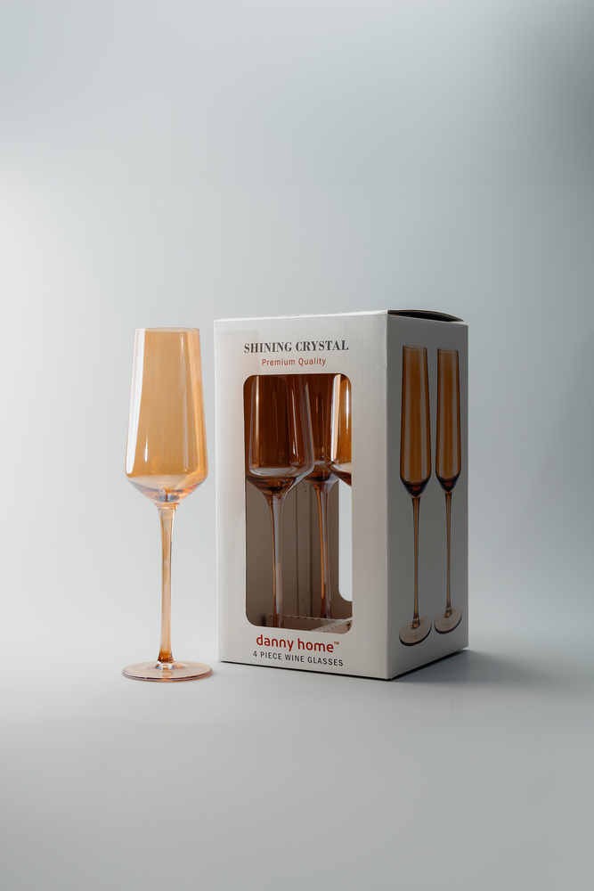 Комплект бокалов Оранжевый Бокалы Стеклянная посуда Для дома Фужеры для шампанского Бокалы и фужеры Посуда для напитков HoReCa