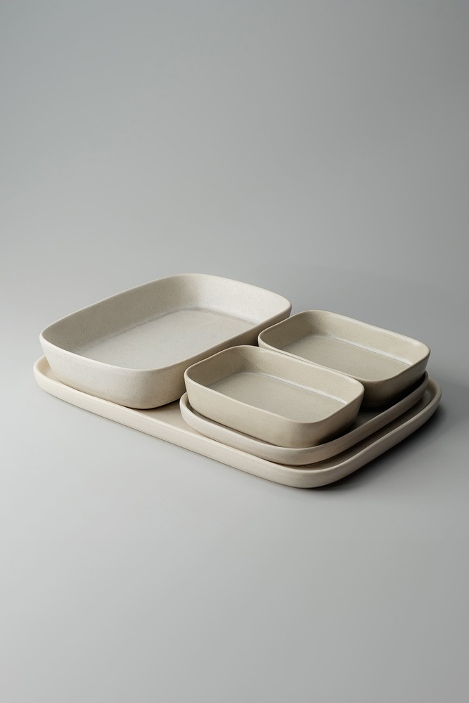 Сервировочный комплект Бежевый Блюда и салатницы Столовая посуда Столовая Для дома Сервировочные блюда Блюда Столовая посуда Столовая посуда и предметы сервировки HoReCa